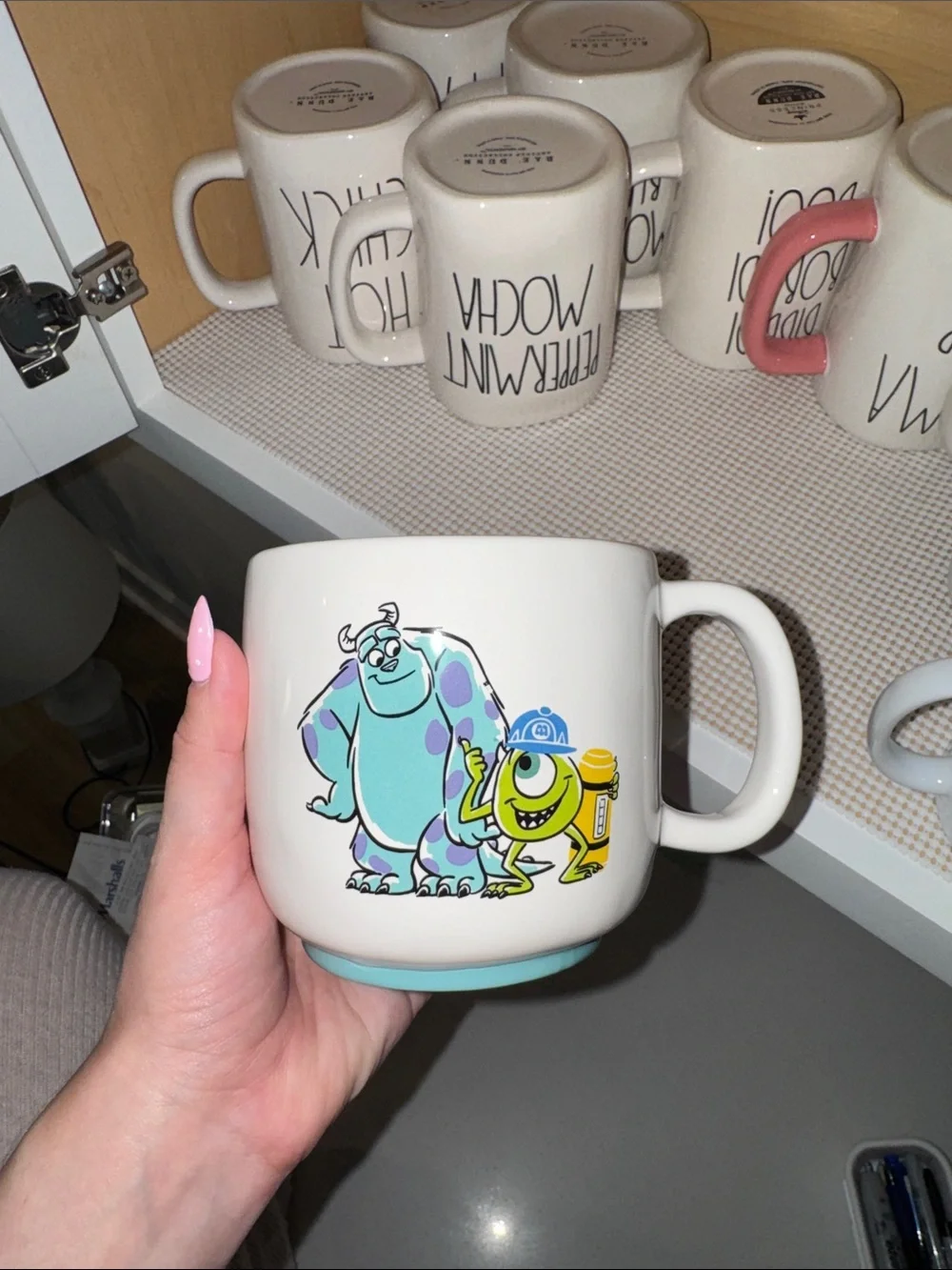 Rae Dunn White Ceramic Mug with Aqua Interior